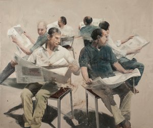 日々の読書、2019年（キャンバスに油彩） 作： Nicola Pucci