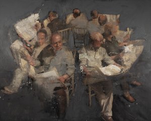 日々の読書、2021年（キャンバスに油彩） 作： Nicola Pucci