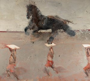 疾走する馬、2021年（キャンバスに油彩） 作： Nicola Pucci
