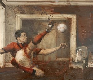 犬との反転、2015年（キャンバスに油彩） 作： Nicola Pucci