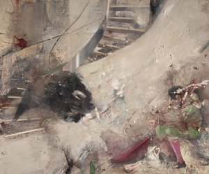闘牛士と階段牛、2021年（キャンバスに油彩） 作： Nicola Pucci