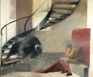 闘牛士と階段牛 I, 2013 （キャンバスに油彩） 作： Nicola Pucci