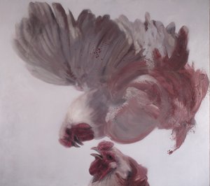 垂直のにわとり II, 2003 （キャンバスに油彩） 作： Nicola Pucci