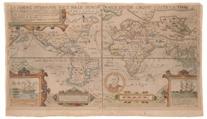 地球を一周したドラエック卿が行った英雄の説話、アントワープ、1590年頃か（手彩色エングレーヴィング） 作： ニコラ・ヴァン・サイプ