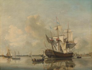 ロッテルダム沖のマースにある海軍のフリゲート艦「ロッテルダム」 作： Nicolaas Baur