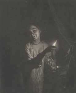 寝室でろうそくを持つ若い女性、1690-1715., 1690-1715. 作： Nicolaas Verkolje