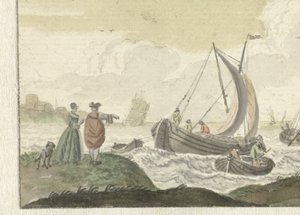 風の強い川の船 作： Nicolaes Aartman