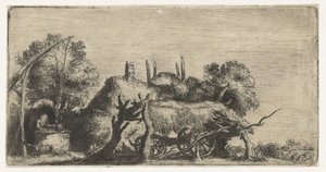 井戸と馬車のある風景 作： Nicolaes Anthoni Flinck (attributed to)