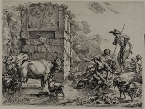 牛の飲酒 作： Nicolaes Berchem