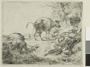 牛は自分自身を和らげます 作： Nicolaes Berchem