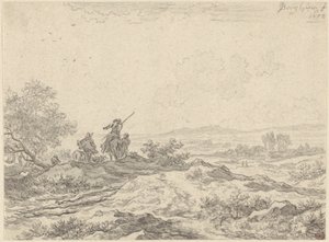 羊飼いのいる砂丘の風景 作： Nicolaes Berchem