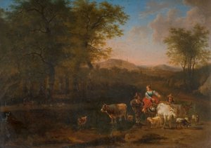 牧歌的な風景と人物、1683年。 作： Nicolaes Berchem