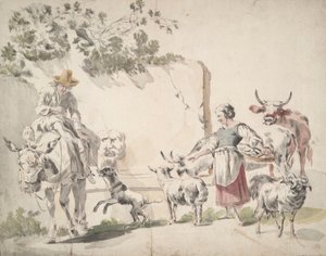 市場に行く農民 作： Nicolaes Berchem
