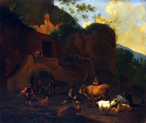 農民と牛、17世紀 作： Nicolaes Berchem