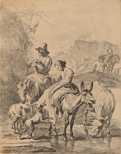 ロバに乗った羊飼い、1655年。 作： Nicolaes Berchem