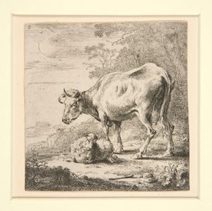 ミルクメイドと牛のセット 作： Nicolaes Berchem