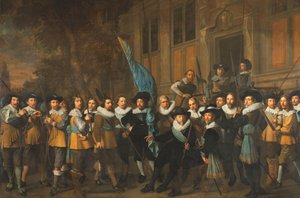 Jan Claesz van Vlooswijck 大尉と Gerrit Hudde 中尉の指揮下にある、アムステルダム第 4 地区の将校およびその他の市民警備隊員