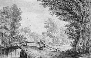 PD.783-1963 「橋を渡る荷車のある風景」（ペンとインク） 作： Nicolaes Jansz  Visscher