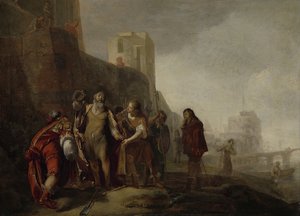 庭師アブダロニムスにシドン王権の記章を投資するアレキサンダー大王の使節、1649年 作： Nicolaes Knüpfer