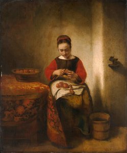 リンゴの皮 1655年頃（木に油彩） 作： Nicolaes Maes