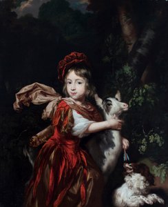 オランダ：山羊と犬を連れた少年の肖像、風景画 山羊と犬を連れた狩人の格好をした少年の肖像