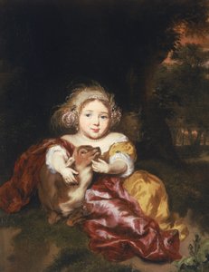 子鹿を愛撫する少女 作： Nicolaes Maes
