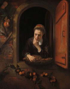 「空想家」として知られる窓辺の少女 作： Nicolaes Maes