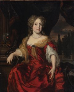 赤いドレスを着た女性の肖像 作： Nicolaes Maes