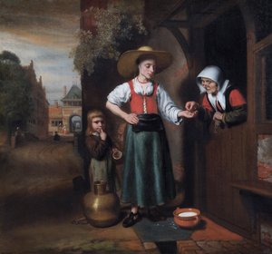 「ミルクウーマン」、1655-1659 作： Nicolaes Maes