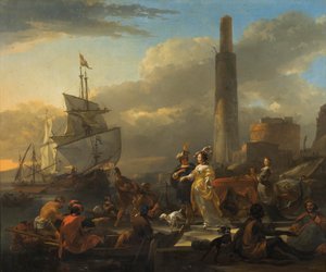 港の情景、1665年頃 作： Nicolaes Pietersz. Berchem