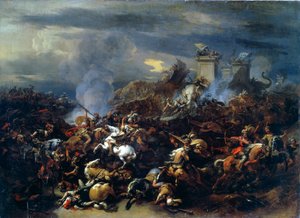 アレクサンドルとポーラスの間の戦い、紀元前326年、17世紀半ばから後半 作： Nicolaes Pietersz. Berchem