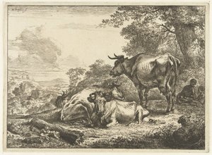 休んでいる 3 頭の牛 作： Nicolaes Pietersz Berchem