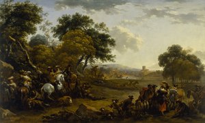猟師のいる風景 作： Nicolaes Pietersz. Berchem