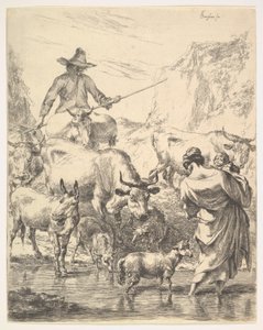 ストリームを横断する群れ。 作： Nicolaes Pietersz. Berchem