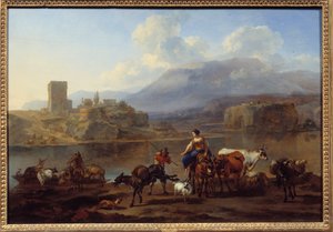 ベルヒャーム・ファン・ハールレム（1620-1683）のペインティング・トレイの通路 作： Nicolaes Pietersz. Berchem