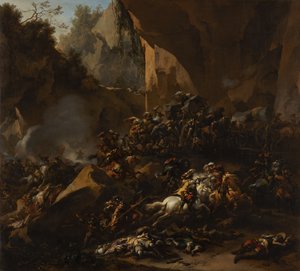 山賊に待ち伏せされた旅行者 作： Nicolaes Pietersz Berchem