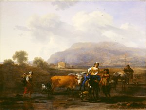 旅する農民（夕方） 作： Nicolaes Pietersz. Berchem