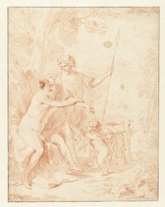 ヴィーナス、アドニス、キューピッド 作： Nicolaes Pietersz Berchem