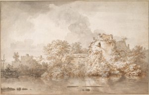 モントフォールト近くの川の風景 作： Nicolaes Pietersz. Berchem