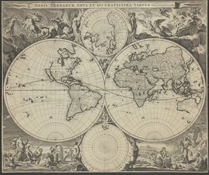 1690年頃の新しい正確な世界地図 作： Nicolaes Visscher