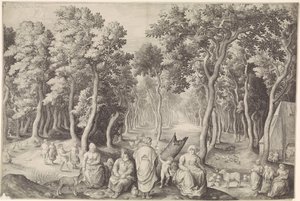 森の中の農民の家族 作： Nicolaes de Bruyn