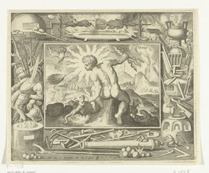 稲妻を持つ若い男としての要素の火 Ignis (オブジェクトのタイトル) The Four Elements (シリーズタイトル) 作： Nicolaes de Bruyn