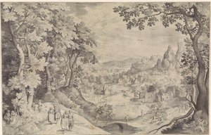 鹿狩りのある風景 作： Nicolaes de Bruyn