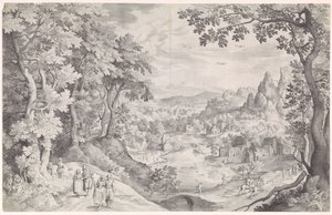 鹿狩りのある風景 作： Nicolaes de Bruyn