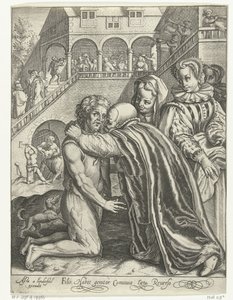 放蕩息子の里帰り Filio habet conuiuia laeta Reuerso (オブジェクトのタイトル) 放蕩息子の話（シリーズタイトル） 作： Nicolaes de Bruyn