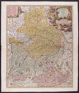 バイエルン州の地図、  Nicolaes Visscher、地図製作者、  1730年頃、 作： Nicolaes the Elder (after) Visscher