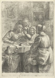 テーブルで食事をする 3 人の老婦人 作： Nicolaes van Haeften
