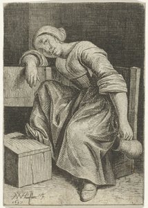 手に水差しを持つ若い女性 作： Nicolaes van Haeften