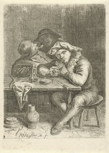 テーブルで 2 人の喫煙者 作： Nicolaes van Haeften