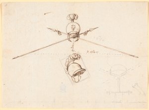 装飾案。 兜と二本の交差した槍など。 作： Nicolai Abildgaard